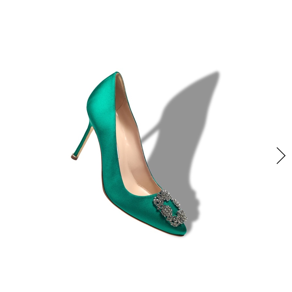 NWT Manolo Blahnik Green Satin Heels - Picture 3 of 8